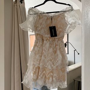 White lace ruffle dress